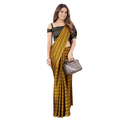 Women's Satin Silk Saree with Blouse (Mustard, 5-6 Mtrs)