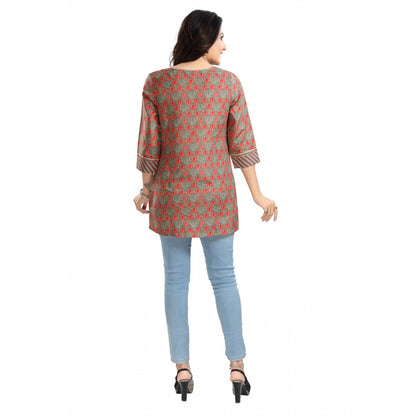 Women's 3/4th Sleeve Viscose Blend Tunic Short Top (Multicolor)