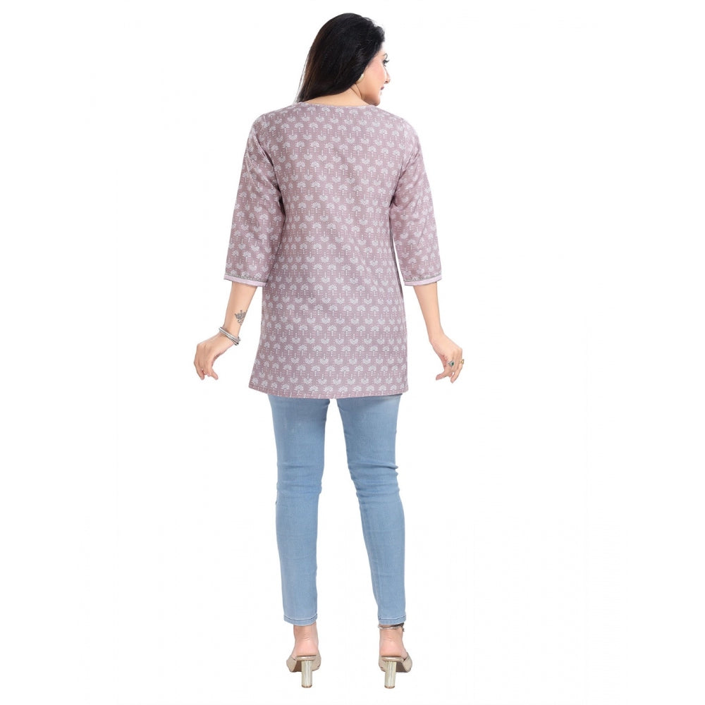 Women's 3/4th Sleeve Viscose Blend Tunic Short Top (Pink)