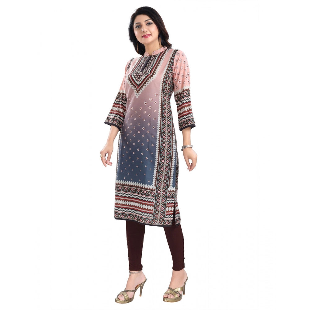 Women's 3/4th Sleeve Masleen Tunic Long Kurti (Peach)