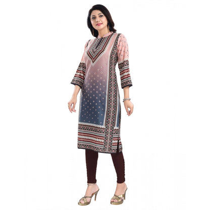 Women's 3/4th Sleeve Masleen Tunic Long Kurti (Peach)