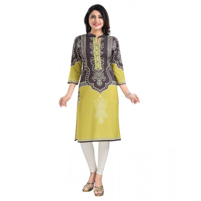 Generic Women's 3/4th Sleeve Cotton Blend Tunic Long Kurti (Multicolor)