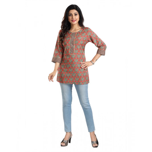 Women's 3/4th Sleeve Viscose Blend Tunic Short Top (Multicolor)