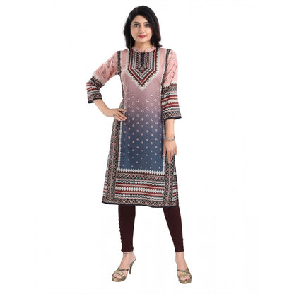 Women's 3/4th Sleeve Masleen Tunic Long Kurti (Peach)