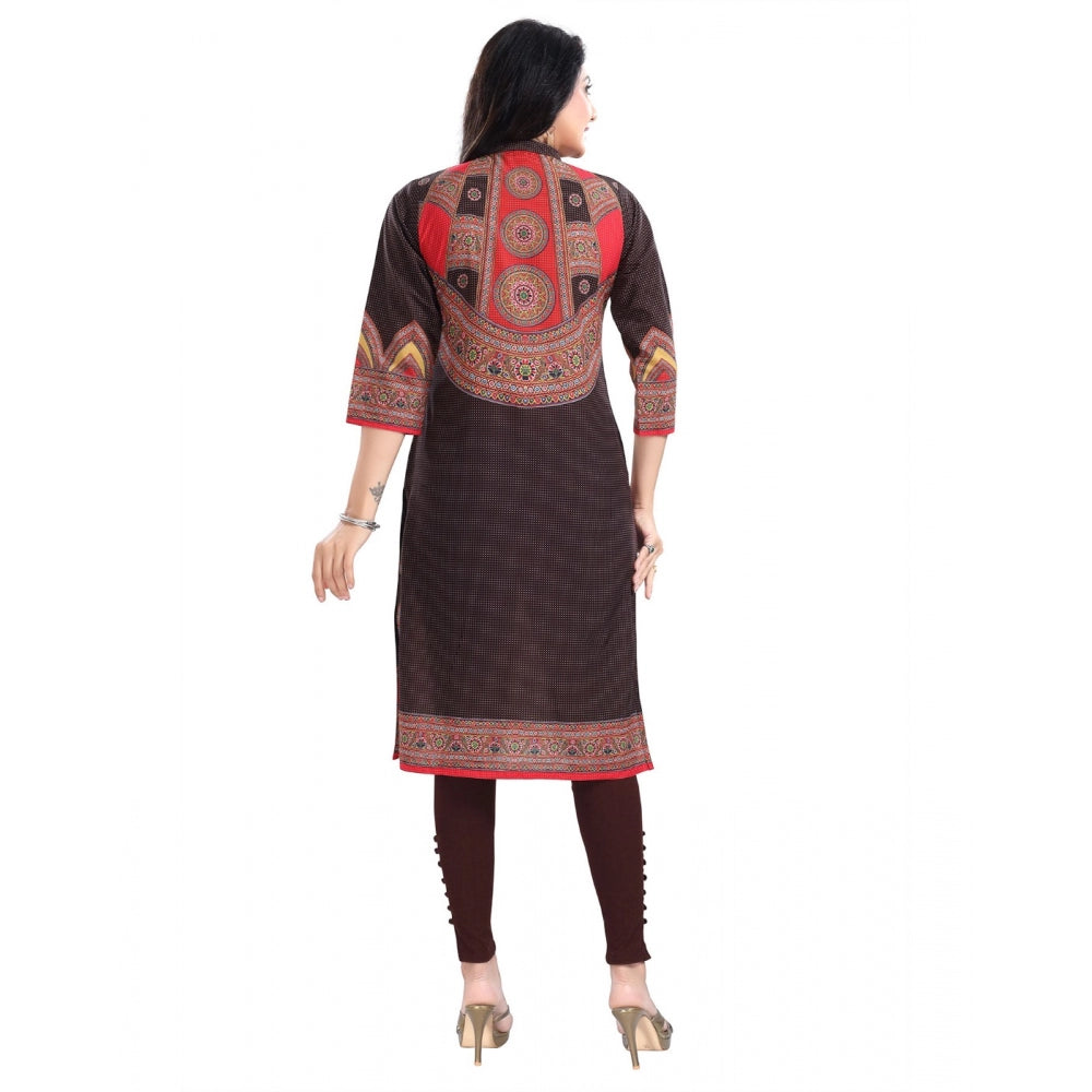 Generic Women's 3/4th Sleeve Cotton Blend Tunic Long Kurti (Multicolor)