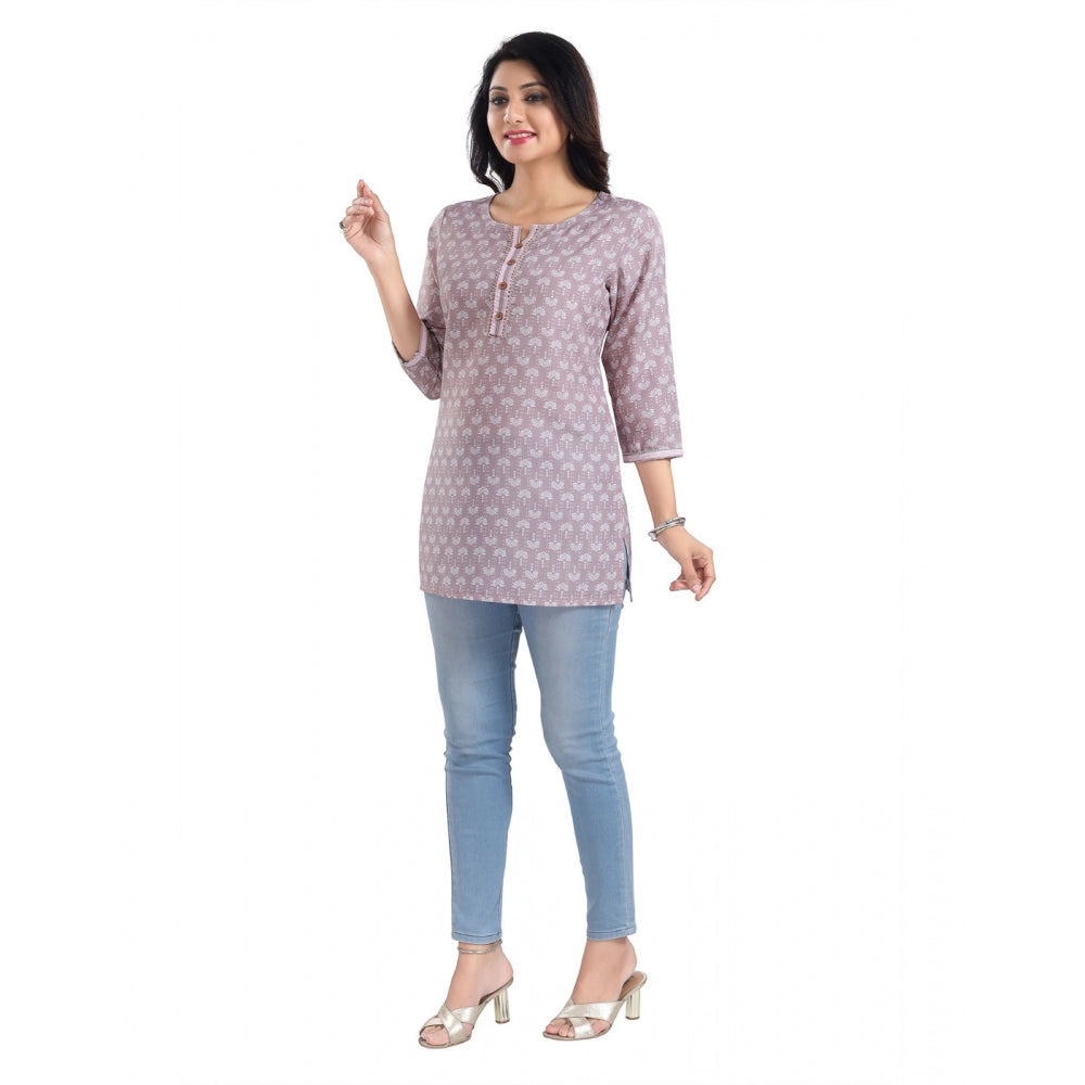 Women's 3/4th Sleeve Viscose Blend Tunic Short Top (Pink)