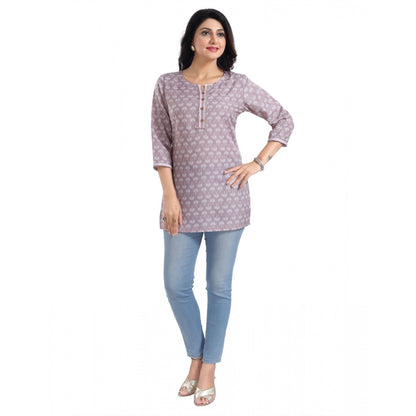 Women's 3/4th Sleeve Viscose Blend Tunic Short Top (Pink)