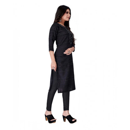 Generic Women's Cotton Mill Printed  Straight Kurti (Black)