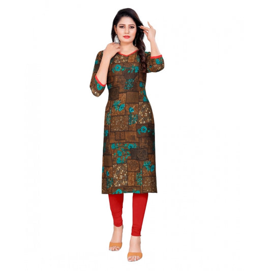 Women's Rayon Foil Printed Straight Kurti (SeaGreen)