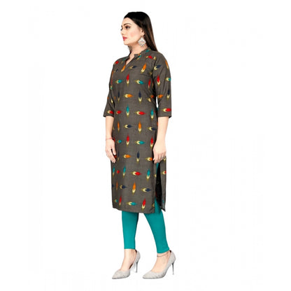 Generic Women's Rayon Foil Printed Straight Kurti (MehandhiGreen)