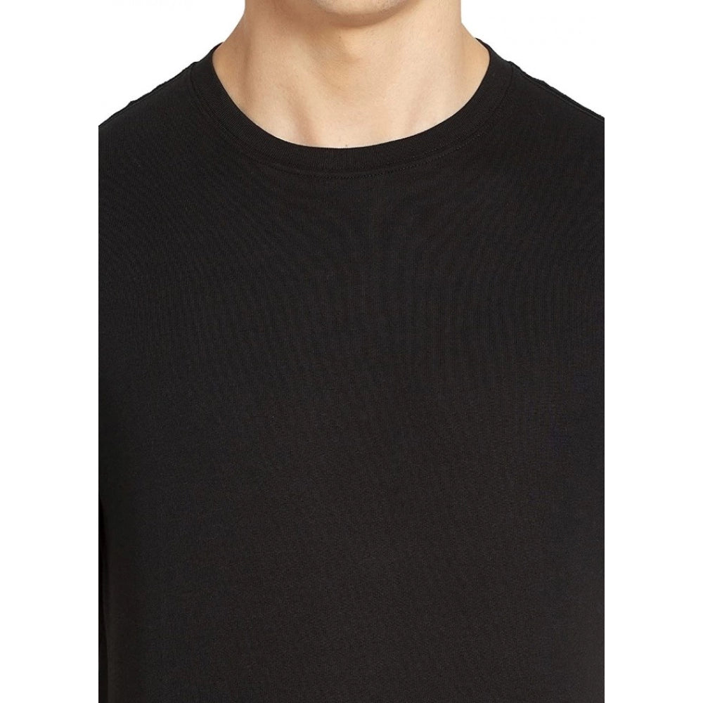 Men's Half Sleeve Round Neck Cotton T Shirt (Black)