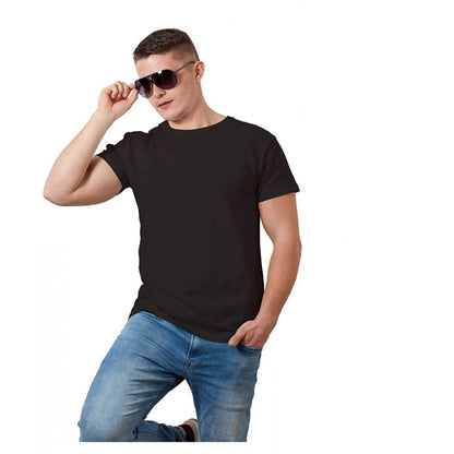 Men's Half Sleeve Round Neck Cotton T Shirt (Black)