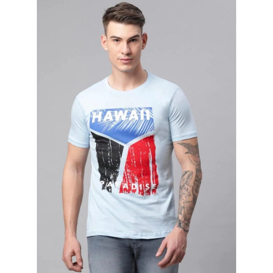 Men's Half Sleeve Round Neck Cotton T Shirt (Blue)