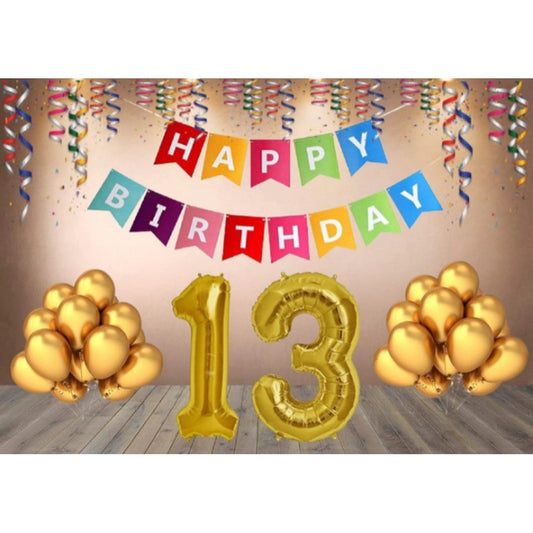 13Th Happy Birthday Decoration Combo With Multi Color Banner (Multicolor)