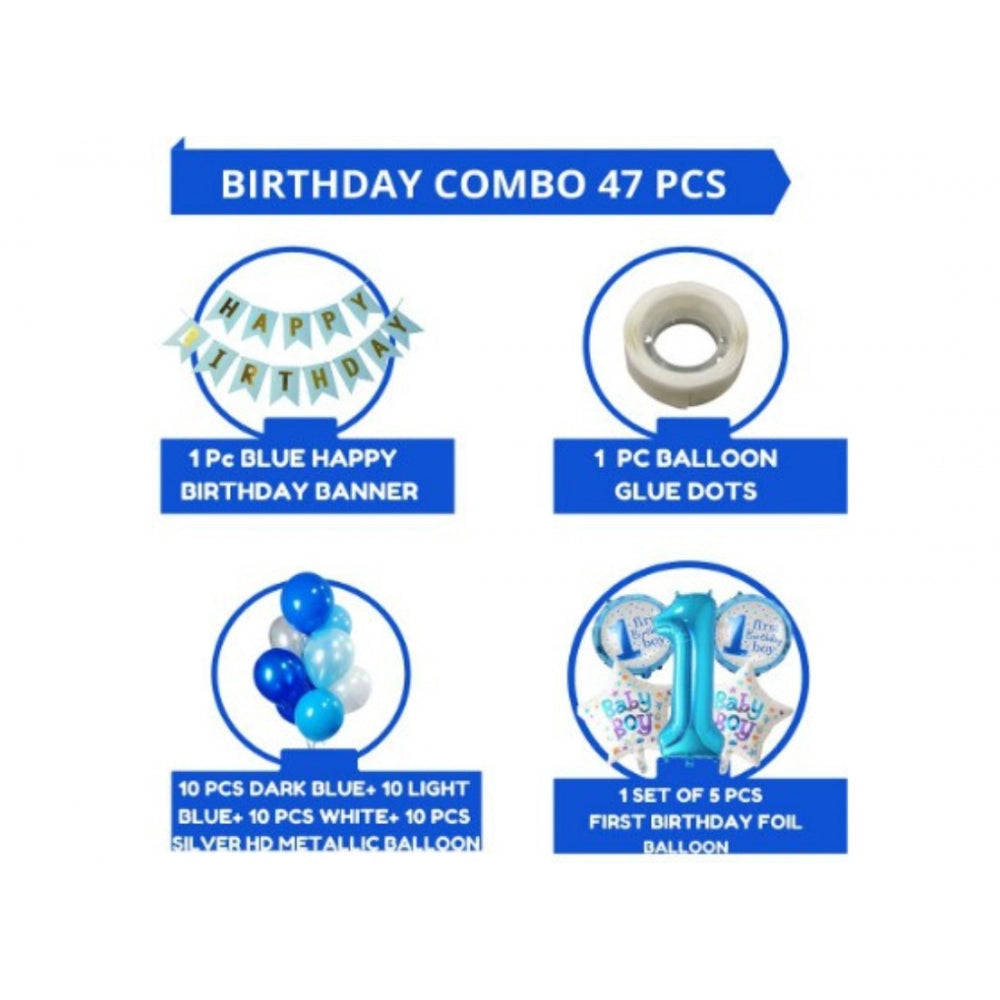 1St Birthday Baby Boytheme Decorations Kit Combo (Blue)