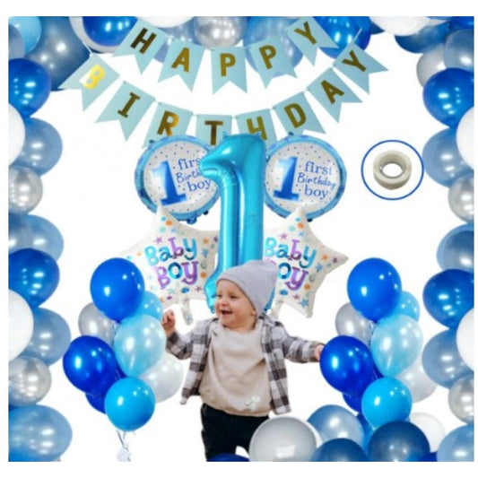 1St Birthday Baby Boytheme Decorations Kit Combo (Blue)