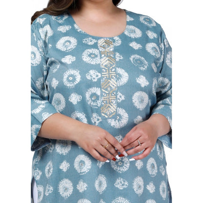 Women's Office wear Golden Foil Capsule Straight Kurti (Light Blue)