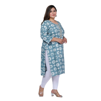 Women's Office wear Golden Foil Capsule Straight Kurti (Light Blue)