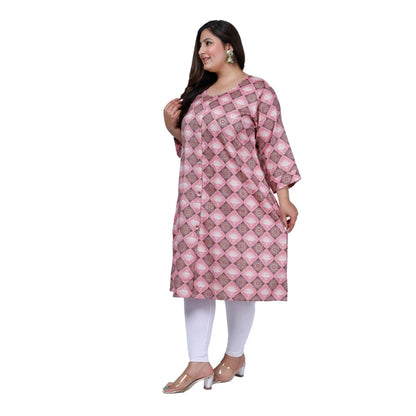 Generic Women's Office wear Golden Foil Capsule A-Line Kurti (Pink)