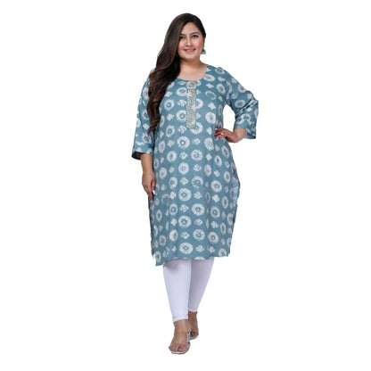 Women's Office wear Golden Foil Capsule Straight Kurti (Light Blue)