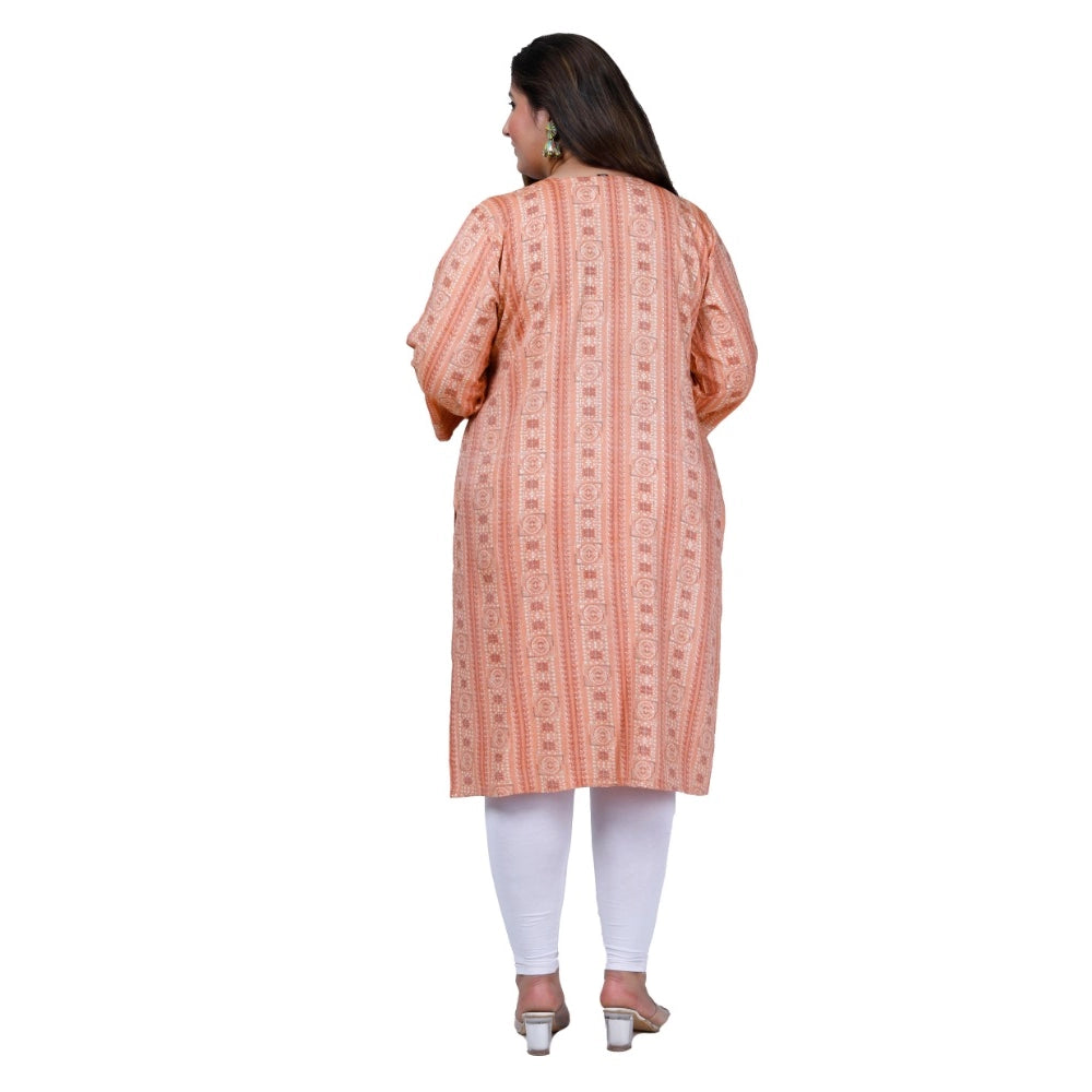 Generic Women's Office wear Golden Foil Capsule Straight Kurti (Orange)