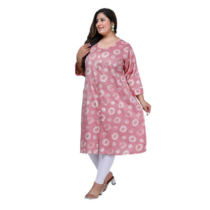 Generic Women's Office wear Golden Foil Capsule A-Line Kurti (Pink)