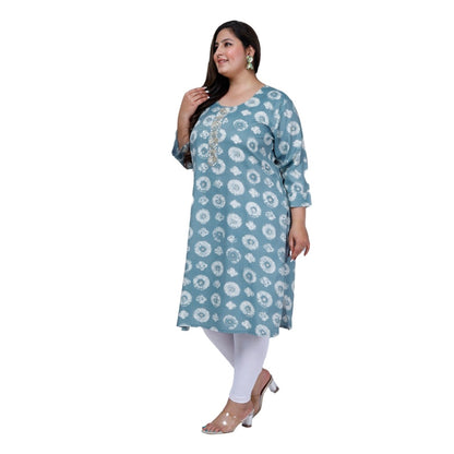 Women's Office wear Golden Foil Capsule Straight Kurti (Light Blue)