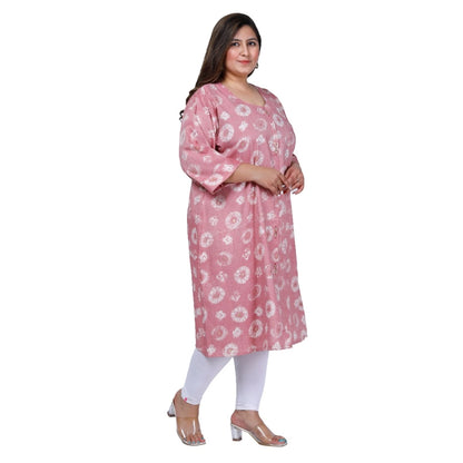 Generic Women's Office wear Golden Foil Capsule A-Line Kurti (Pink)