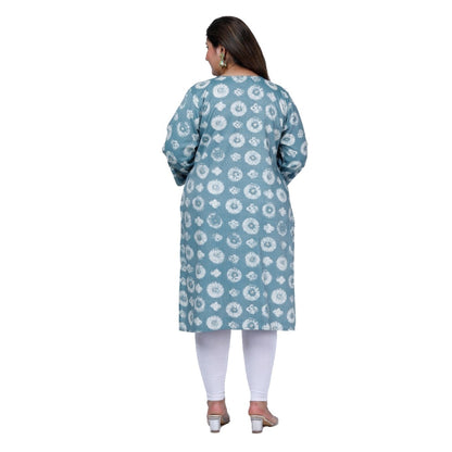 Women's Office wear Golden Foil Capsule Straight Kurti (Light Blue)