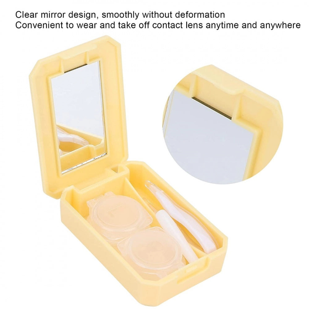 Pack Of_2 Container Soak Storage Kit, Practical Contact Lens Box with Mirror for Travel for Home for Business Trip (Assorted)