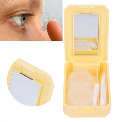 Pack Of_2 Container Soak Storage Kit, Practical Contact Lens Box with Mirror for Travel for Home for Business Trip (Assorted)