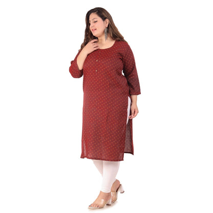 Generic Women's Office wear Bandhini Printed Capsule Straight Kurti (Maroon)