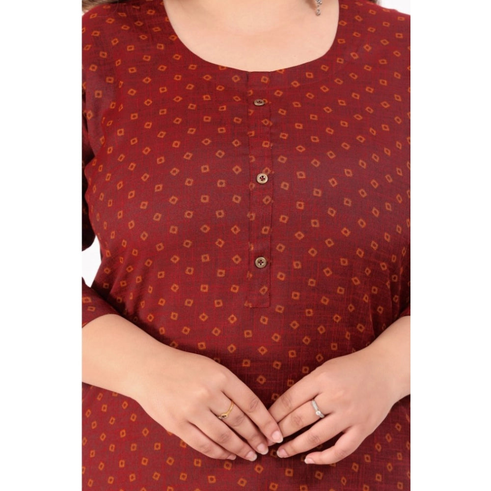 Generic Women's Office wear Bandhini Printed Capsule Straight Kurti (Maroon)