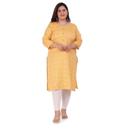 Generic Women's Office wear Designer Printed Capsule Straight Kurti (Yellow)