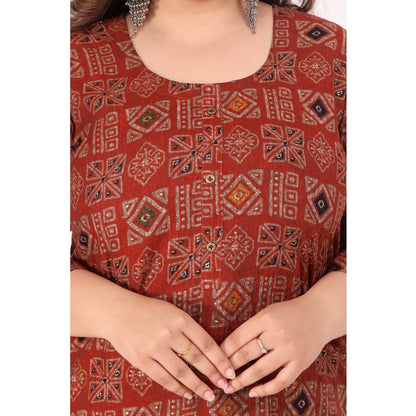 Generic Women's Office wear Designer Printed Capsule Straight Kurti (Maroon)