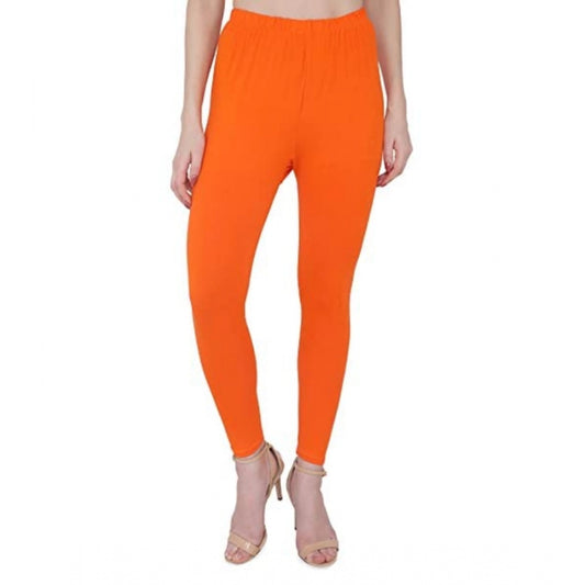 Generic Women's Cotton Stretchable Skin Fit Ankle Length Leggings (Orange)