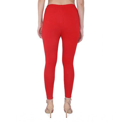 Generic Women's Cotton Stretchable Skin Fit Ankle Length Leggings (Red)