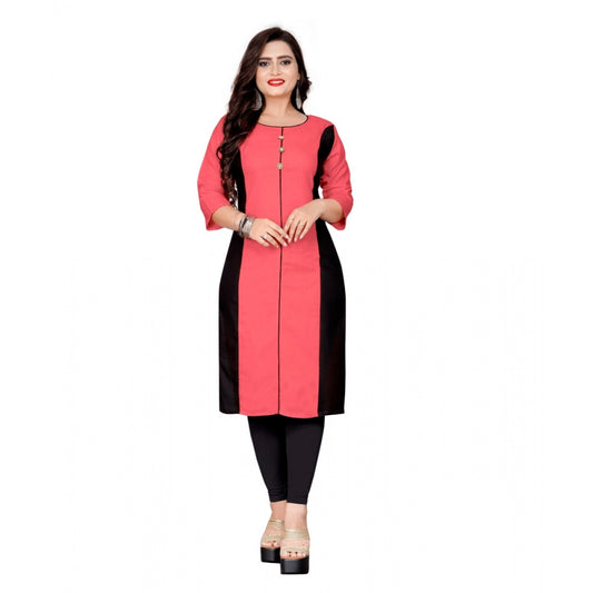 Generic Women's Cotton Solid Straight Kurti (Peach)