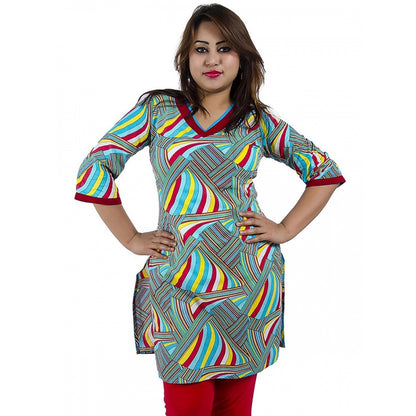 Women's Rayon Kurtis (Red, Multi, S)