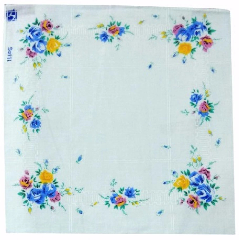 Pack Of_8 White Fashion Medium Size Handkerchiefs (Color: Assorted)