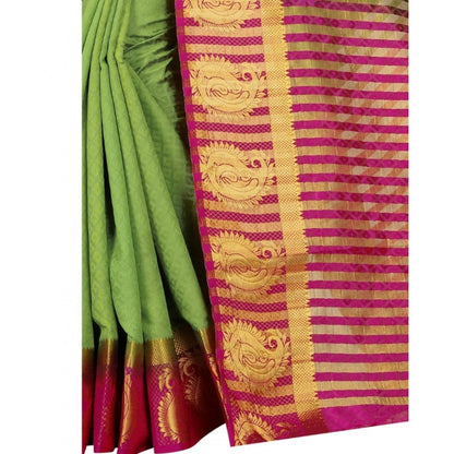 Women's Kanjivaram Silk Saree With Unstitched Blouse Piece (Green, 5-6 Mtrs)