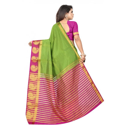 Women's Kanjivaram Silk Saree With Unstitched Blouse Piece (Green, 5-6 Mtrs)