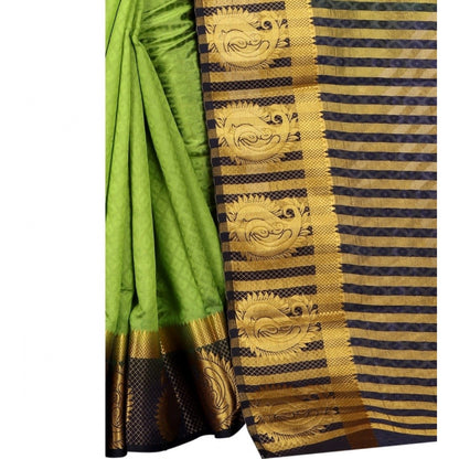 Women's Kanjivaram Silk Saree With Unstitched Blouse Piece (Green, 5-6 Mtrs)