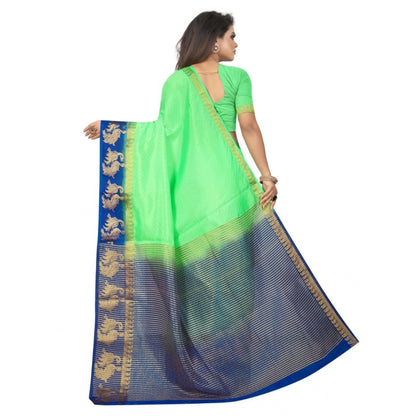 Women's Kanjivaram Silk Saree With Unstitched Blouse Piece (Light Green, 5-6 Mtrs)