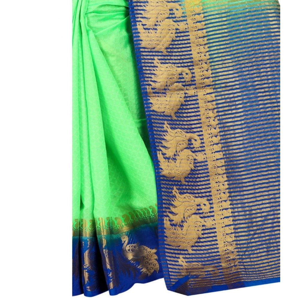 Women's Kanjivaram Silk Saree With Unstitched Blouse Piece (Light Green, 5-6 Mtrs)