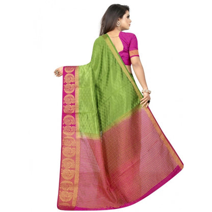 Women's Kanjivaram Silk Saree With Unstitched Blouse Piece (Green, 5-6 Mtrs)