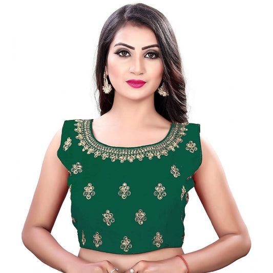 Women's Sleeveless Phantom Readymade Blouse (Green, Free Size: Up To 34 Inch)