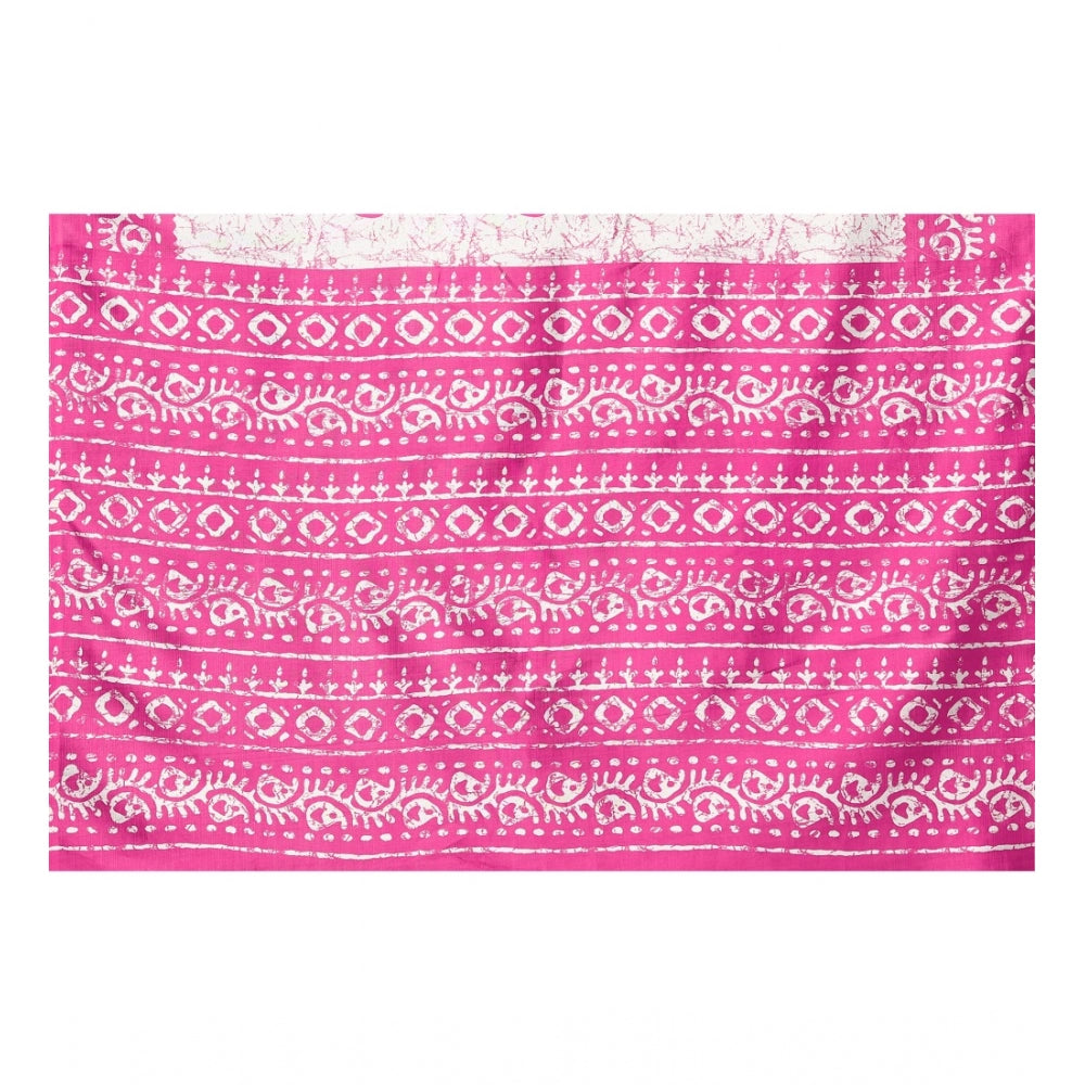 Women's Art Silk Printed Saree With Unstitched Blouse (Pink, 5-6 Mtrs)