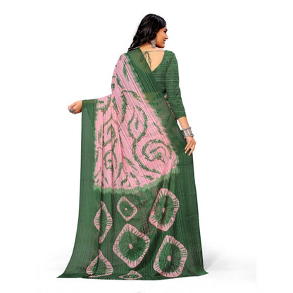 Women's Georgette Printed Saree With Unstitched Blouse (Green)