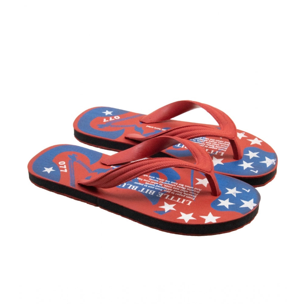 Generic Unisex Printed Lightweight Flip-Flop Hawai Slipper (Red)